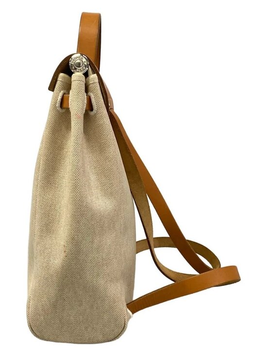 HERMES Her Bag a Dos - Cream Brown Toile H Box Calf Square E Backpack main image 10